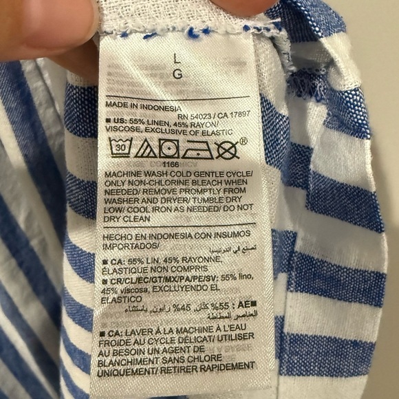 OLD NAVY Fit & Flare Linen-Blend Midi Dress Striped Coastal Preppy Size Large - Picture 11 of 12